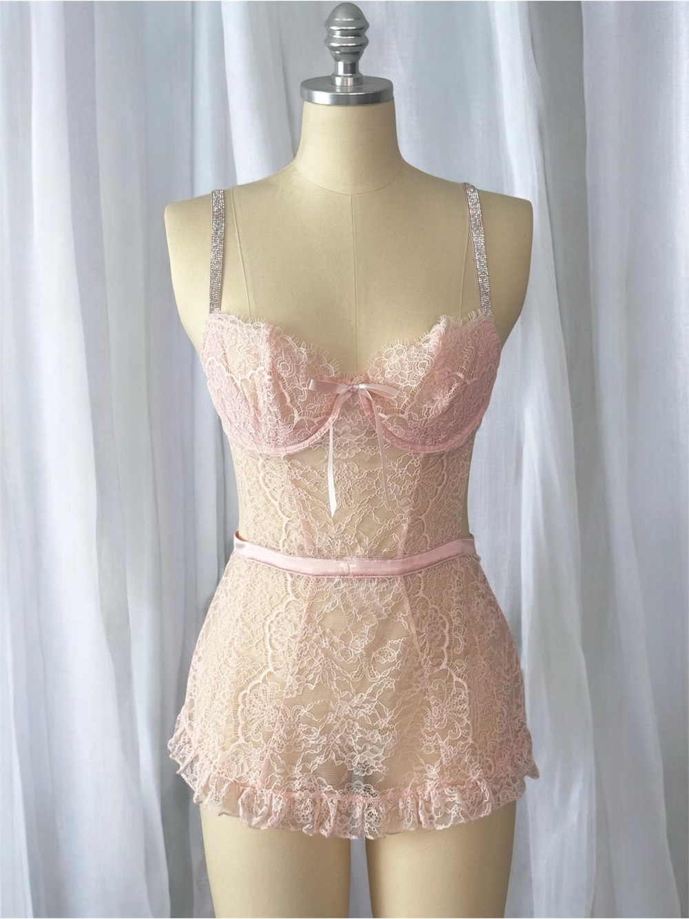Victoria’s Secret Baby Pink Lace Babydoll Chemise Lingerie Dress